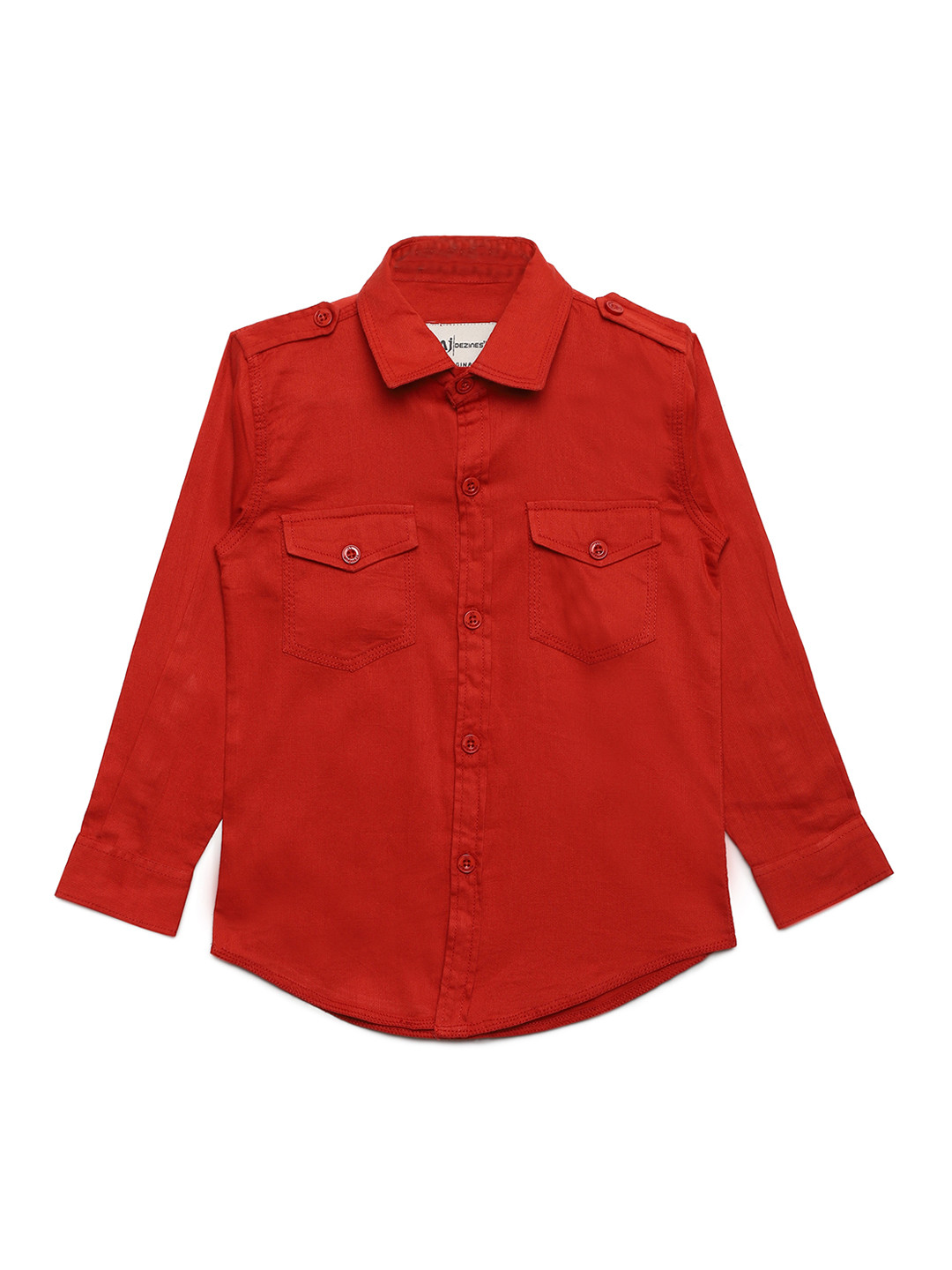 

Aj DEZInES Boys Rust Red Regular Fit Solid Casual Shirt