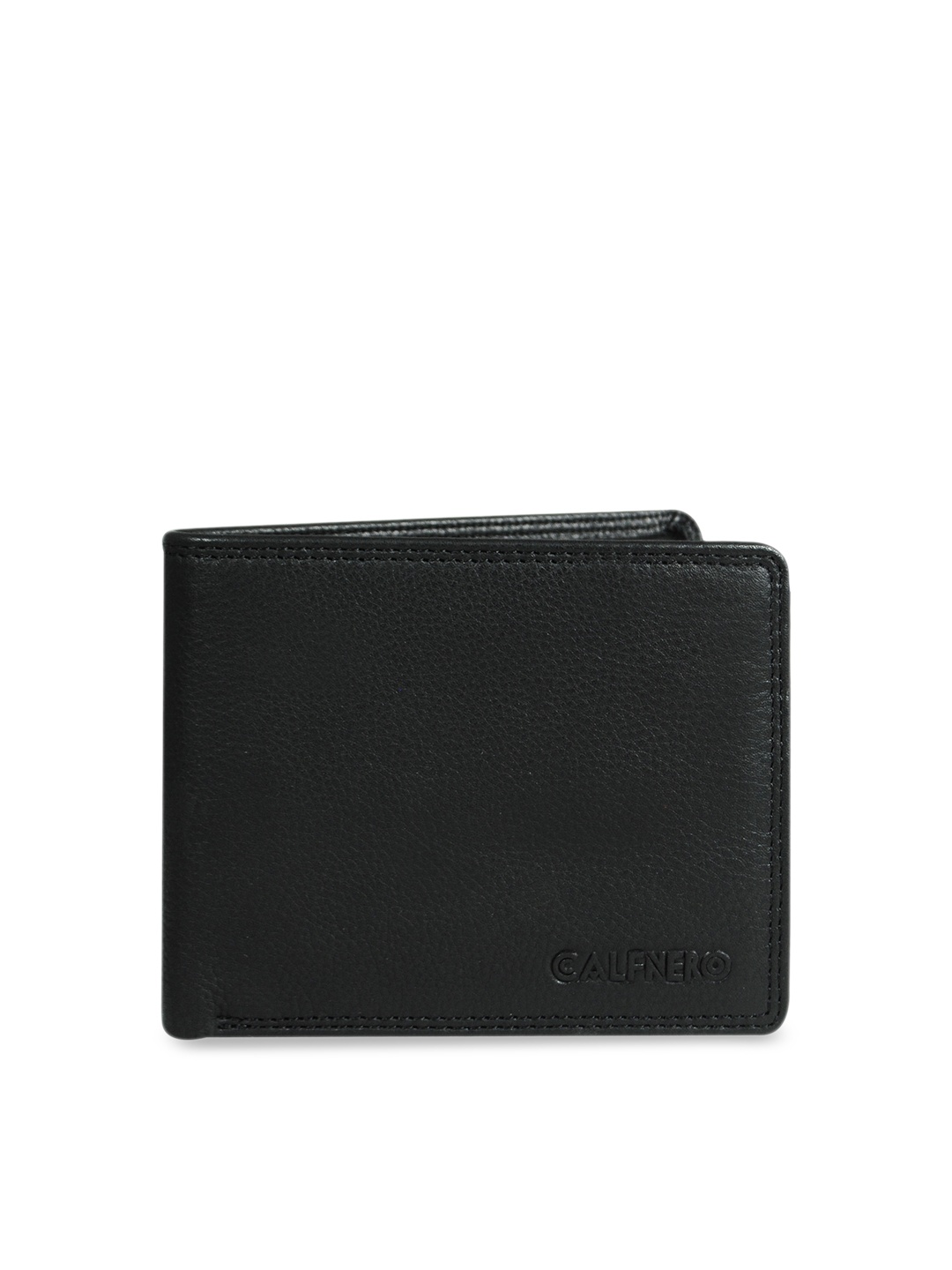 

CALFNERO Men Black Solid RFID Protected Leather Two Fold Wallet