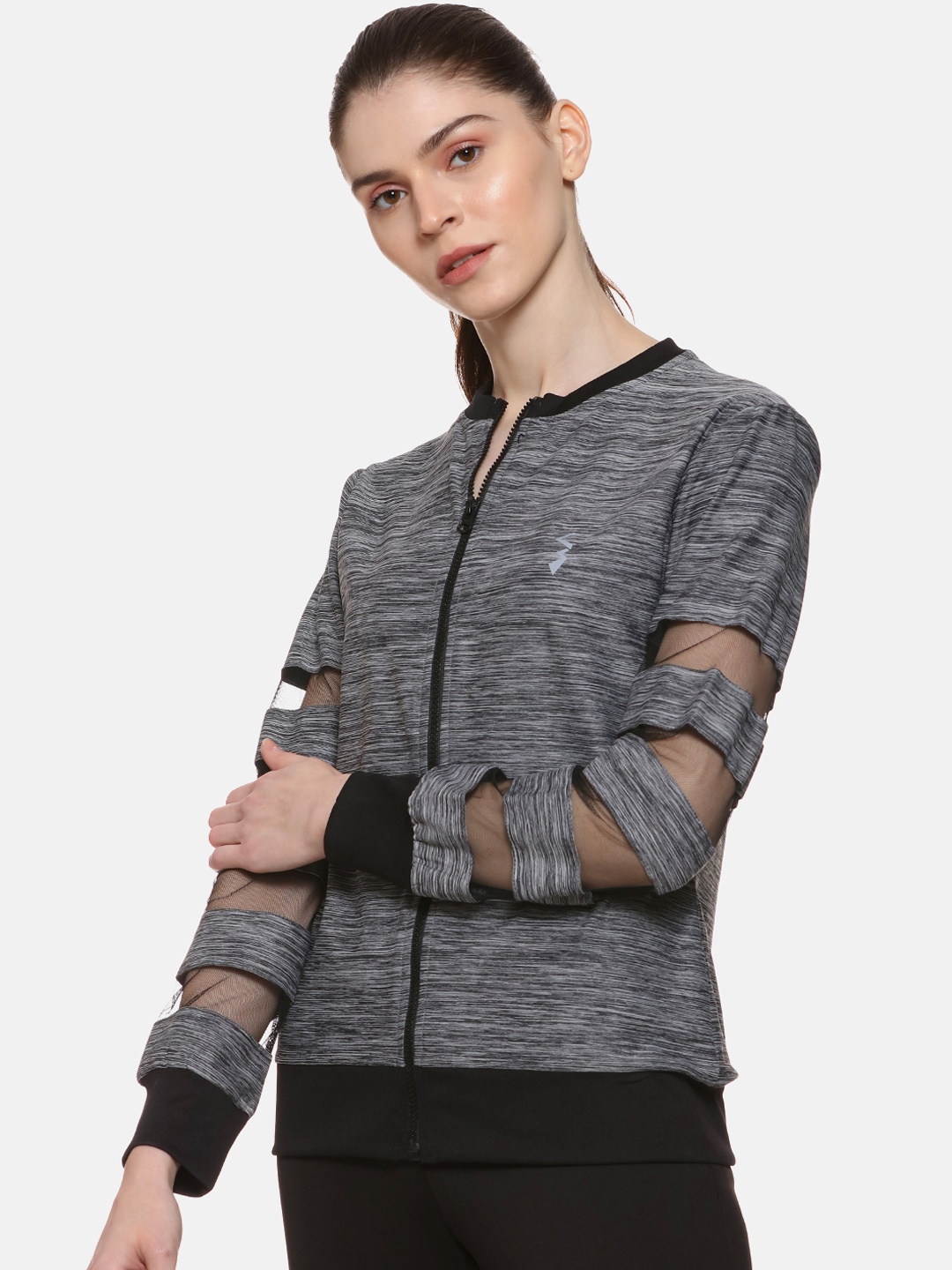 

Campus Sutra Women Grey Solid Sporty Jacket