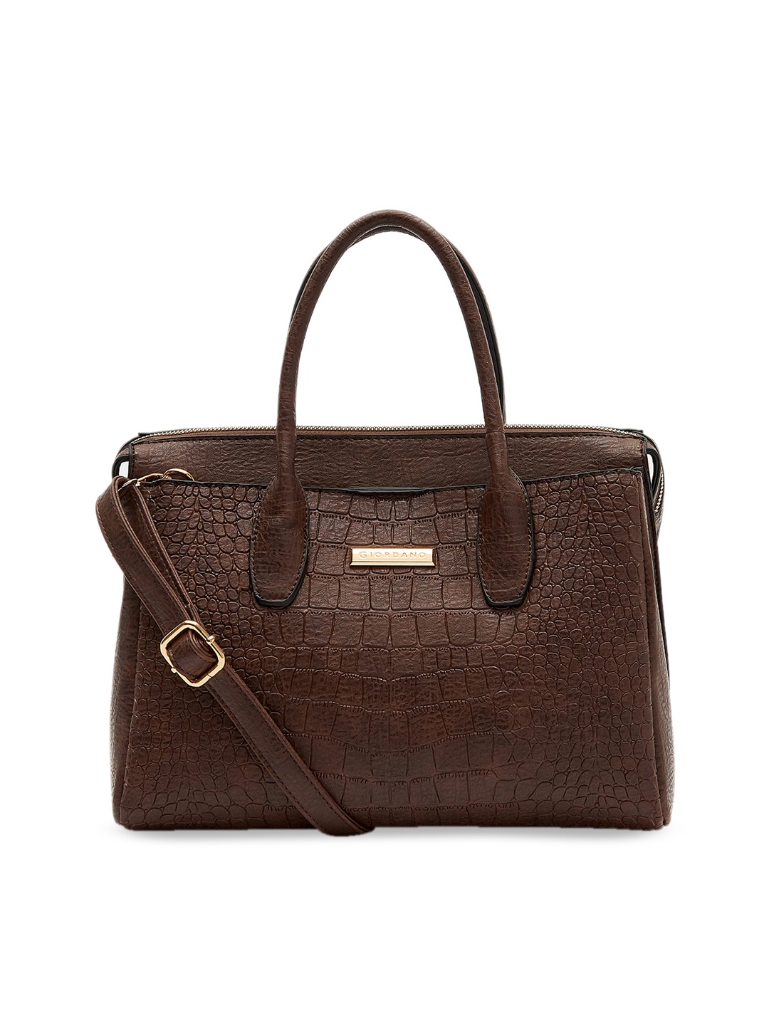

GIORDANO Brown Textured Handheld Bag