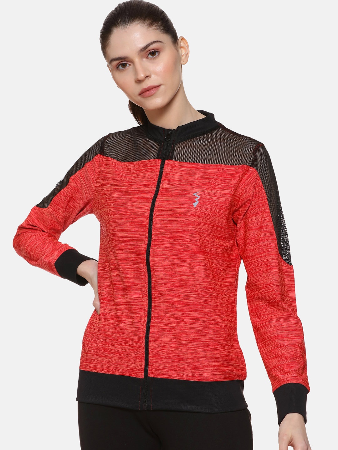 

Campus Sutra Women Red Colourblocked Sporty Jacket