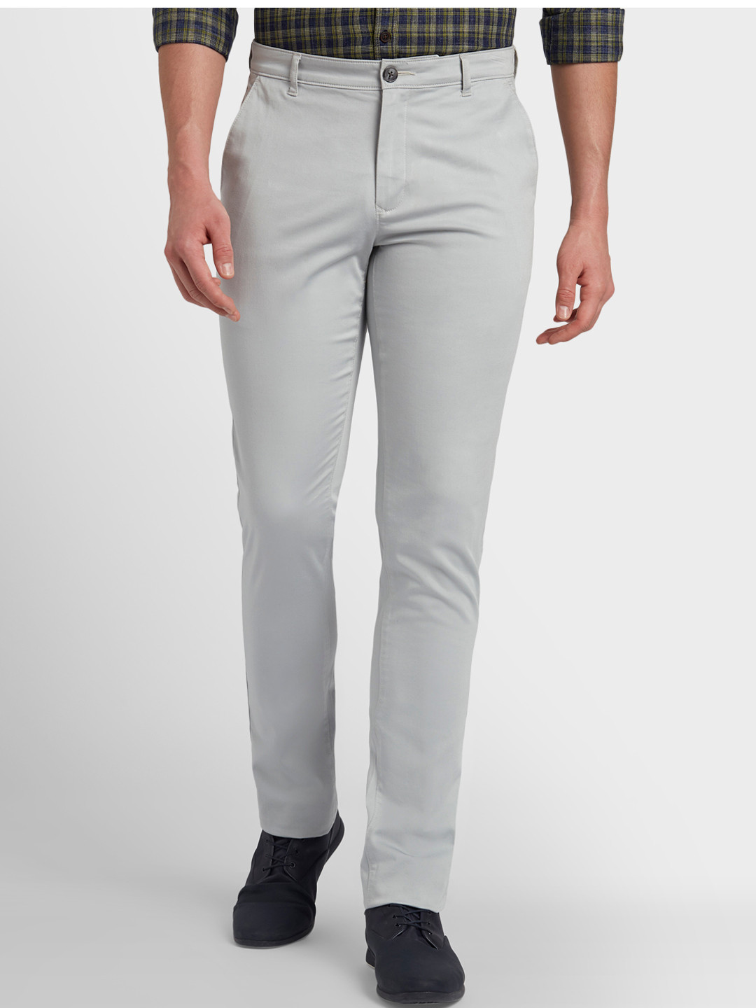 

ColorPlus Men Grey Regular Fit Solid Formal Trousers