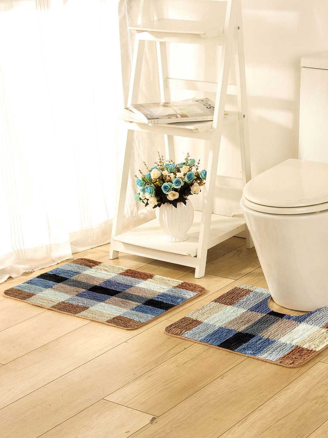 

OBSESSIONS Multicoloured 1420 GSM Microfiber Polyester Anti-Slip Bath Rug With Pedmat, Multi
