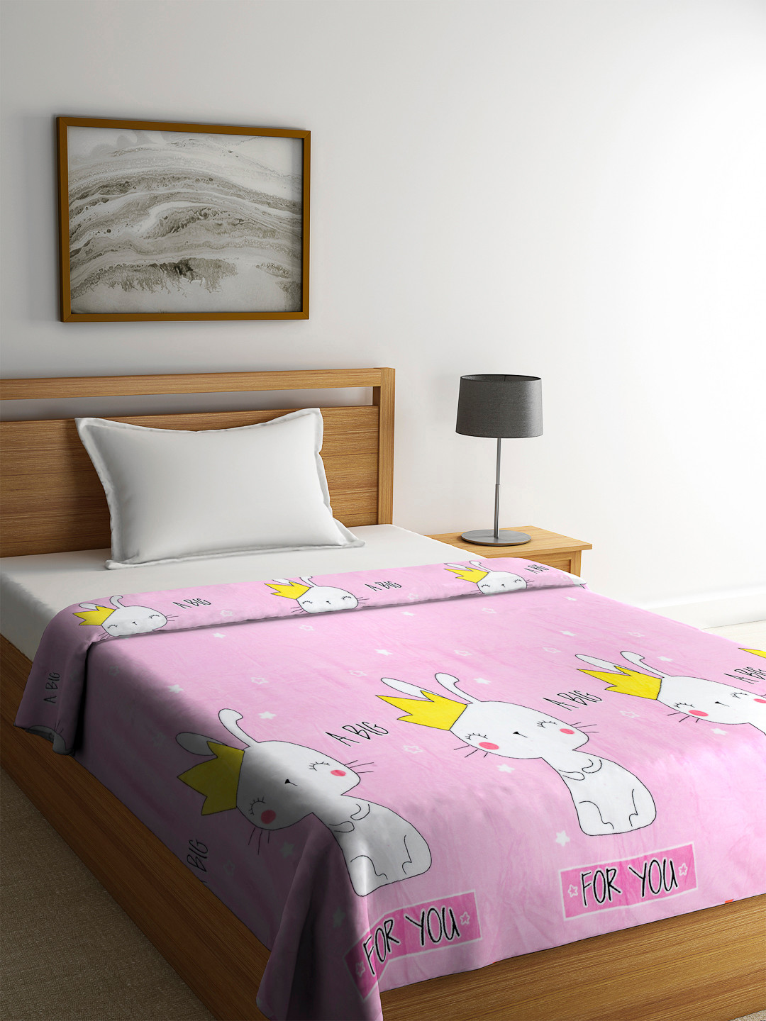 

Cortina Pink Graphic AC Room 233 GSM Single Bed Blanket