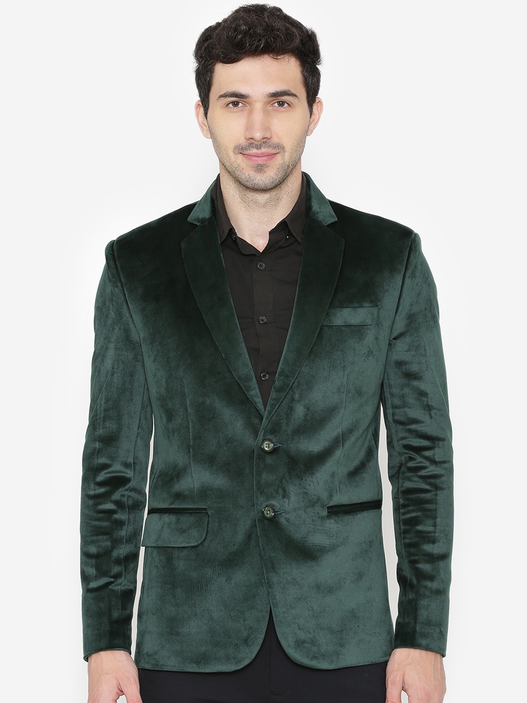 

Wintage Men Green Solid Regular Fit Single-Breasted Blazer