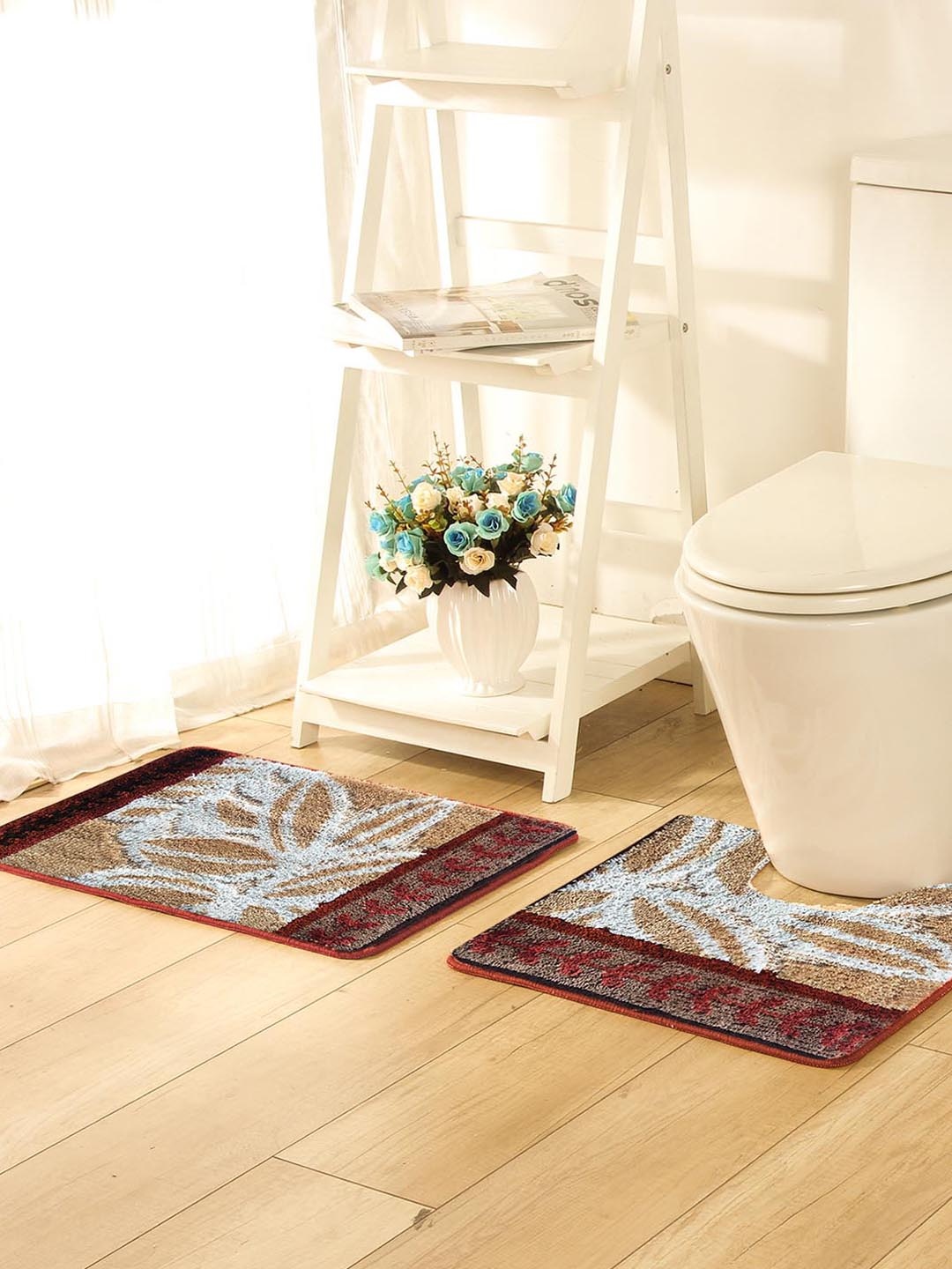 

OBSESSIONS Multicoloured Microfiber Polyester Anti-Slip Bath Rug With Pedmat, Multi
