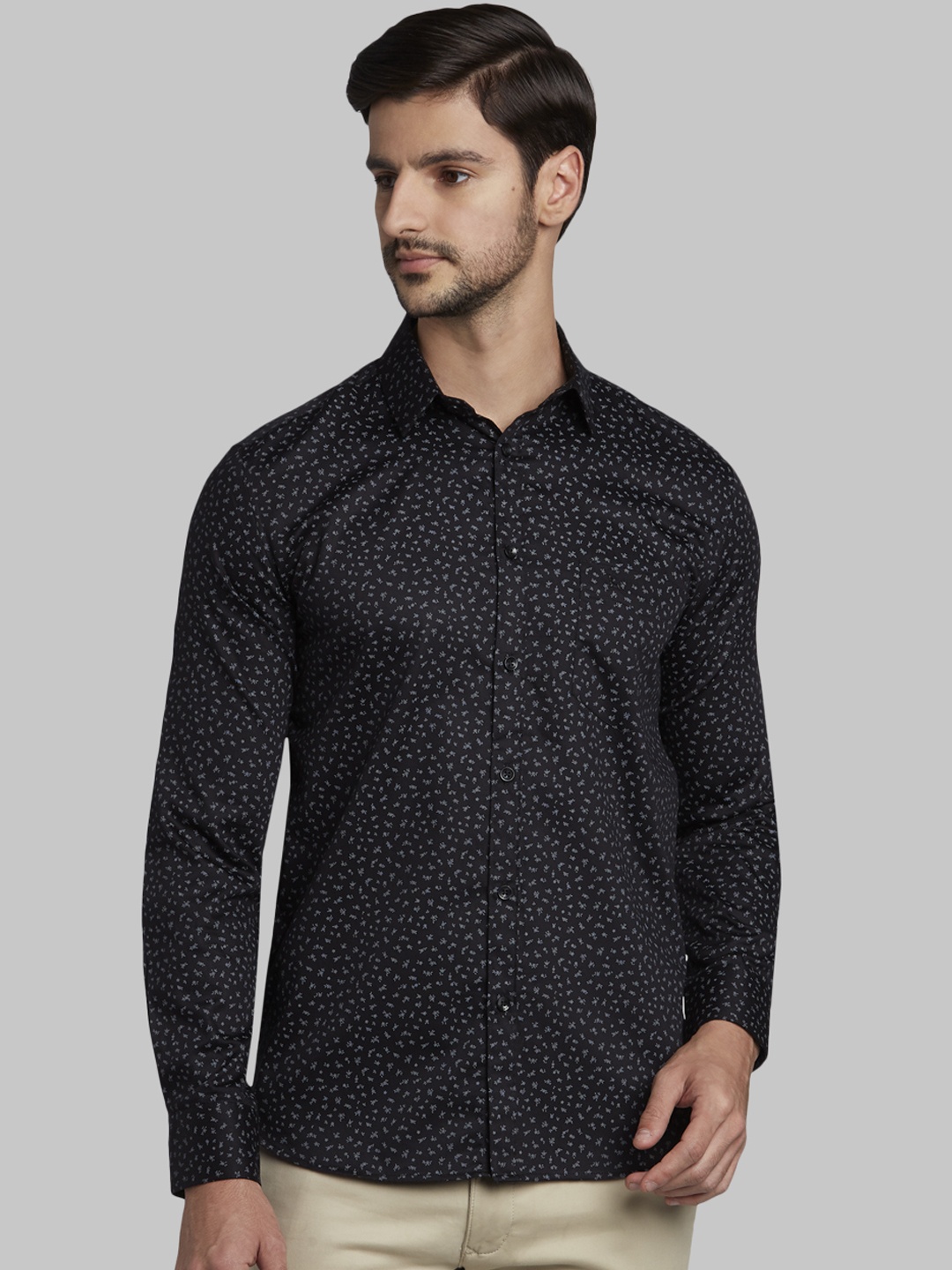 

Parx Men Black Slim Fit Printed Casual Shirt