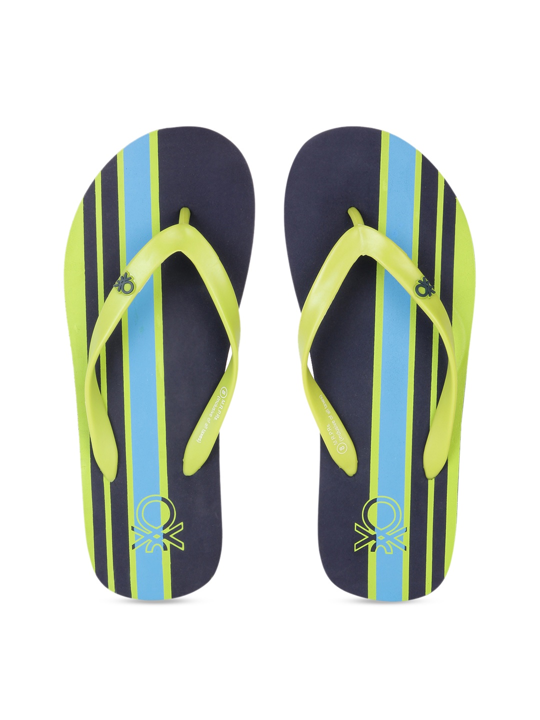 

United Colors of Benetton Men Navy Blue & Green Printed Thong Flip-Flops