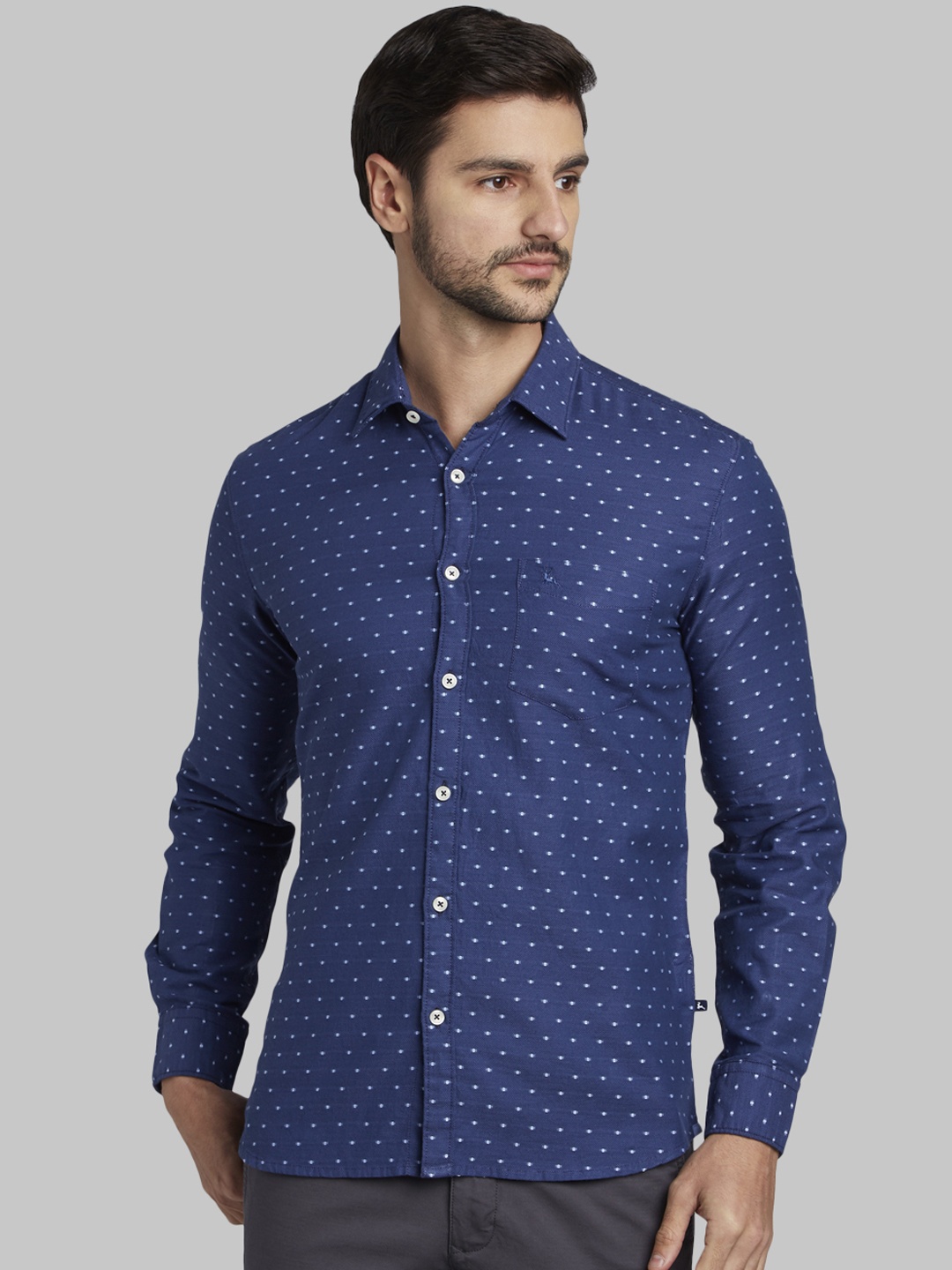 

Parx Men Blue Slim Fit Printed Casual Shirt