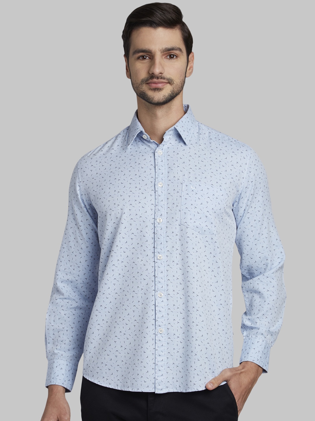 

Parx Men Blue Slim Fit Printed Casual Shirt