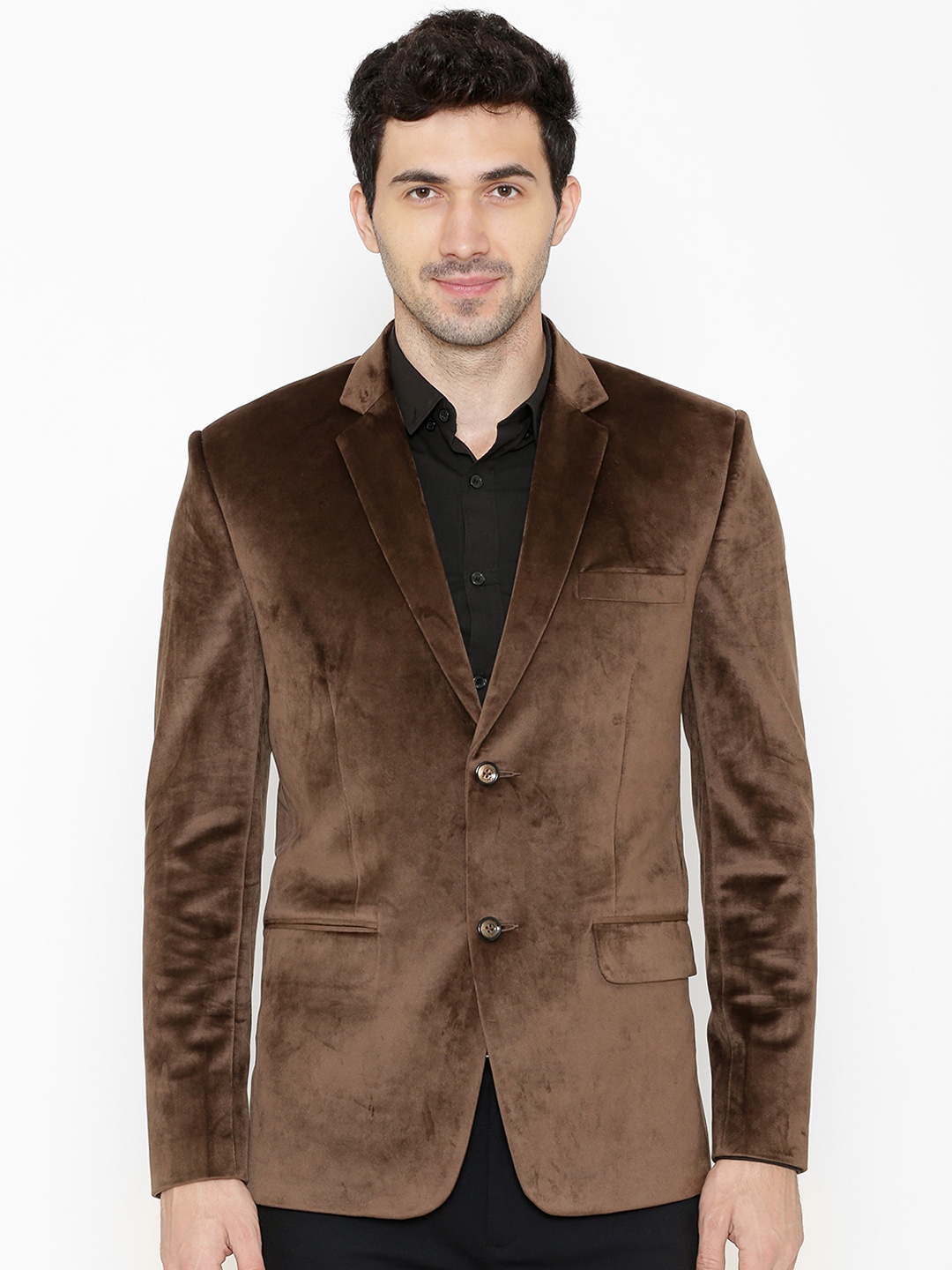 

Wintage Men Brown Solid Regular Fit Single-Breasted Blazer