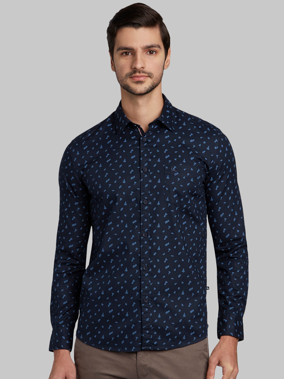 

Parx Men Navy Blue Slim Fit Printed Casual Shirt