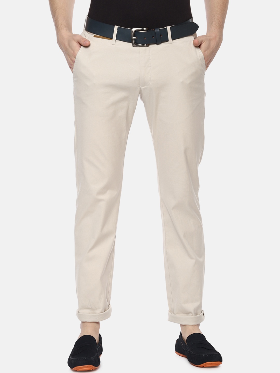 

Allen Solly Men Cream-Coloured Slim Fit Solid Regular Trousers
