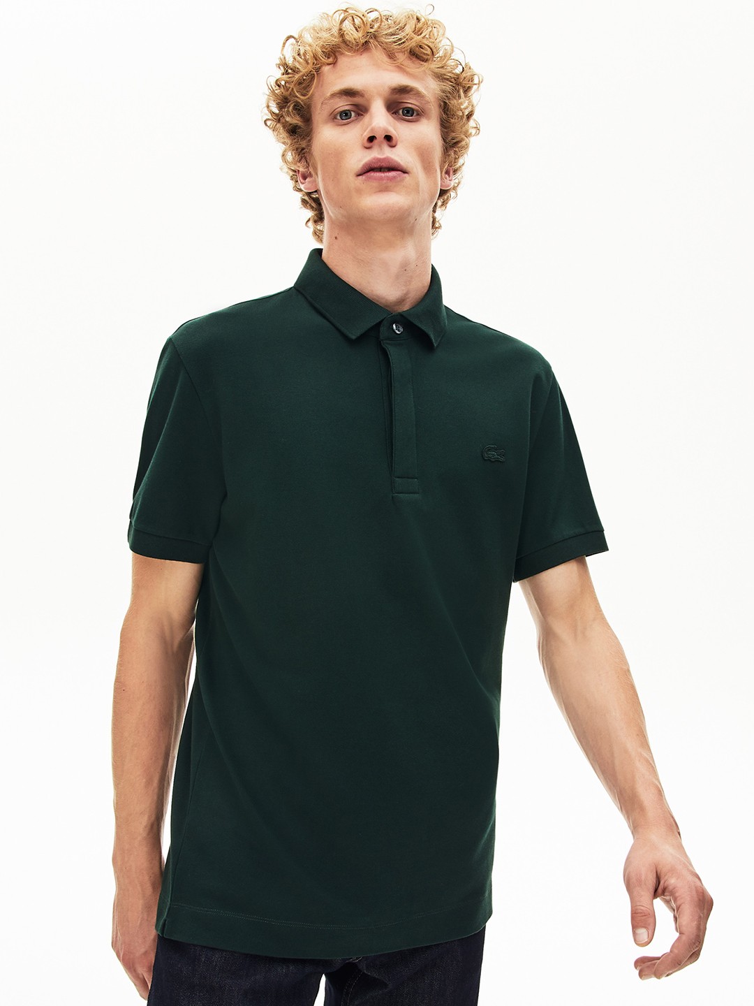 

Lacoste Men Green Solid Regular Fit Stretch Cotton Piqu Polo