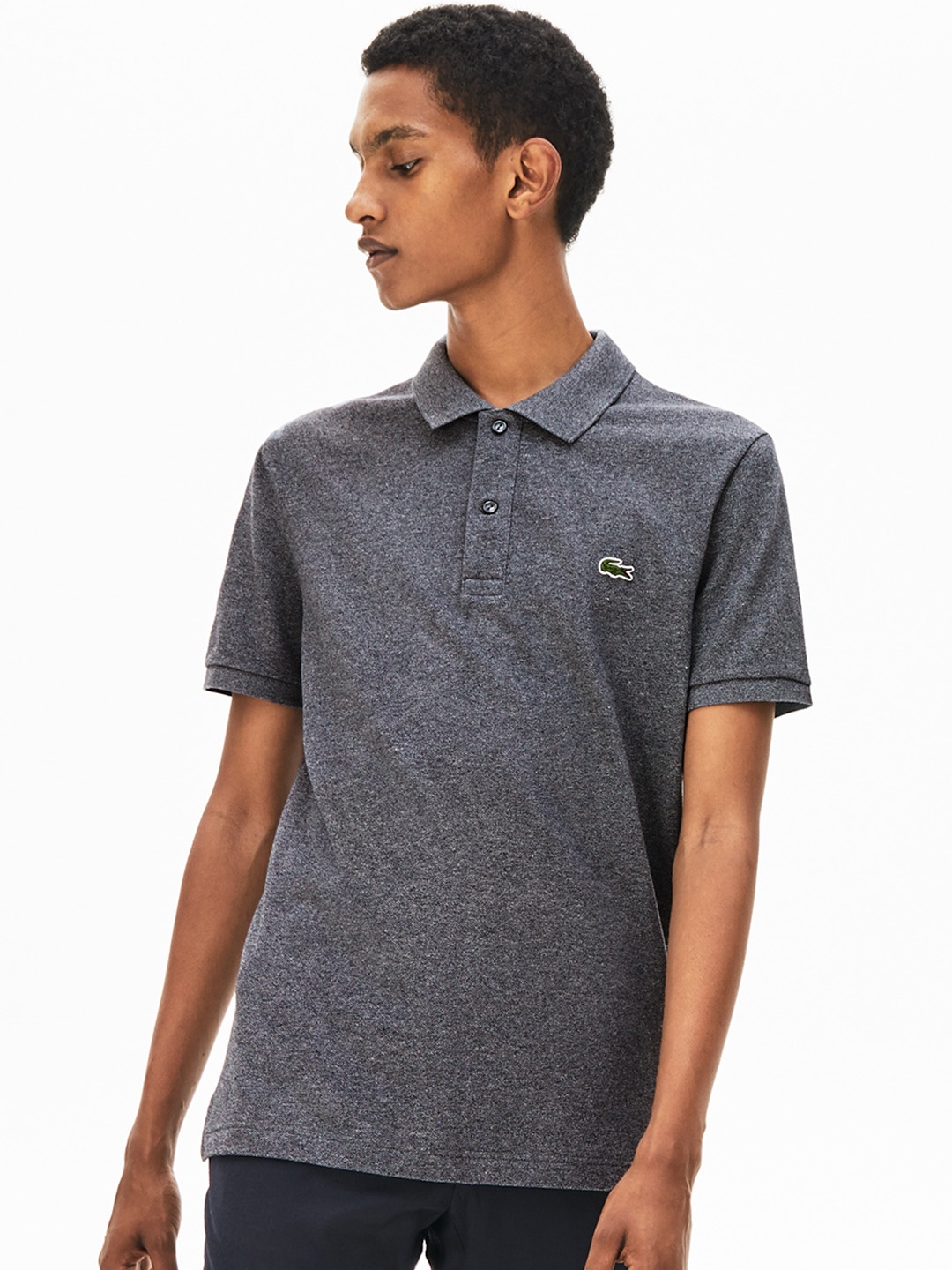 

Lacoste Men Charcoal Grey Slim Fit Polo In Petit Pique