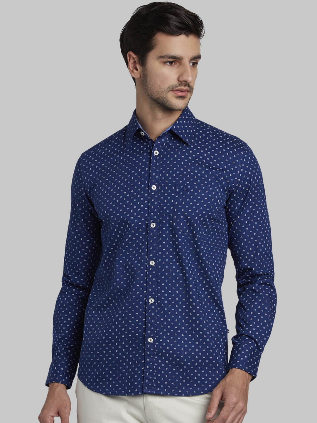 

Parx Men Blue Printed Slim Fit Shirt