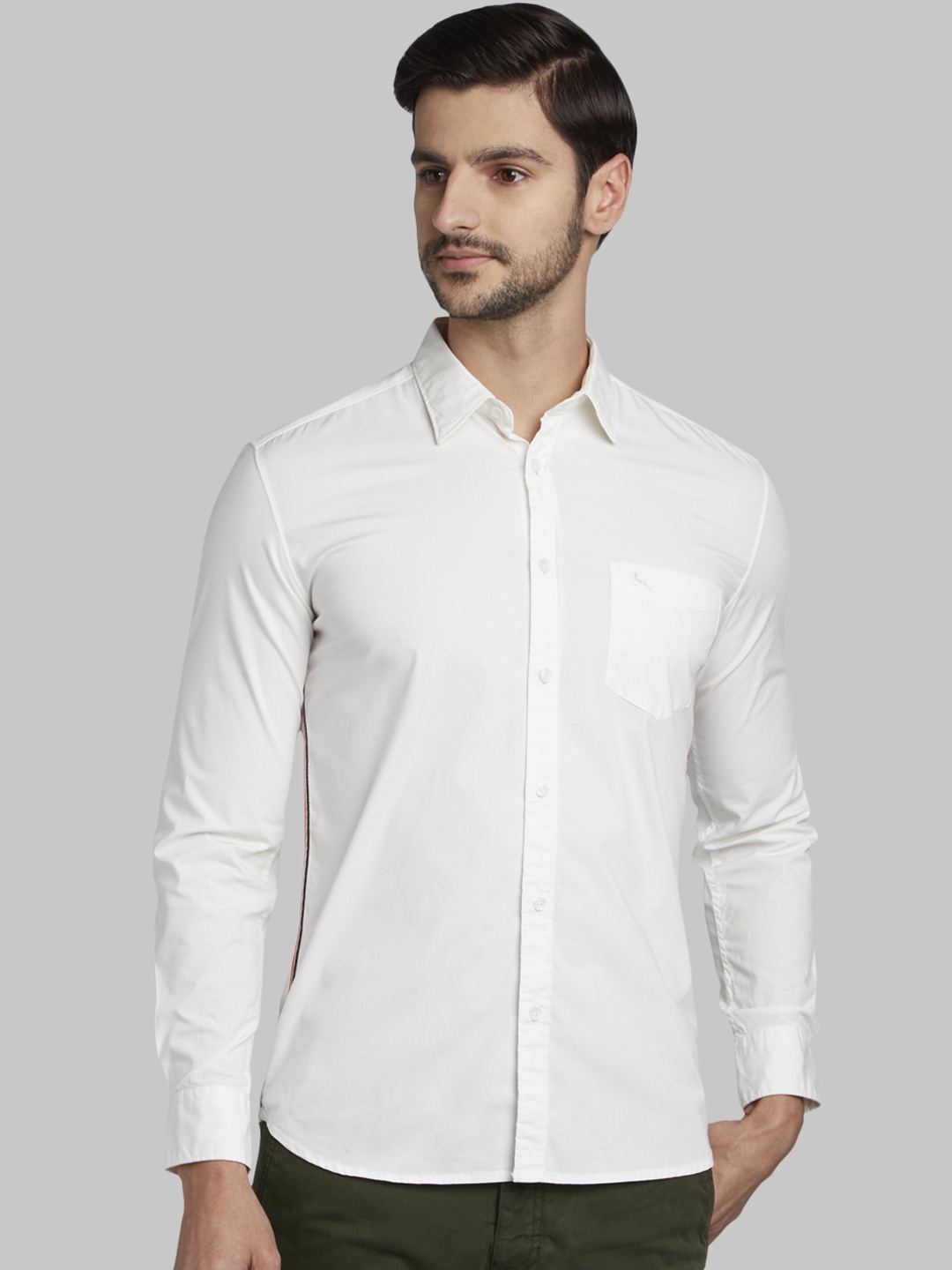 Parx Men White Slim Fit Solid Casual Shirt