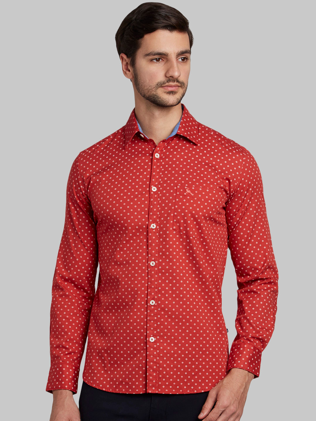 

Parx Men Red Slim Fit Printed Casual Shirt