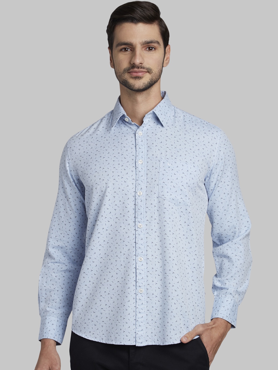 

Parx Men Blue Slim Fit Printed Casual Shirt