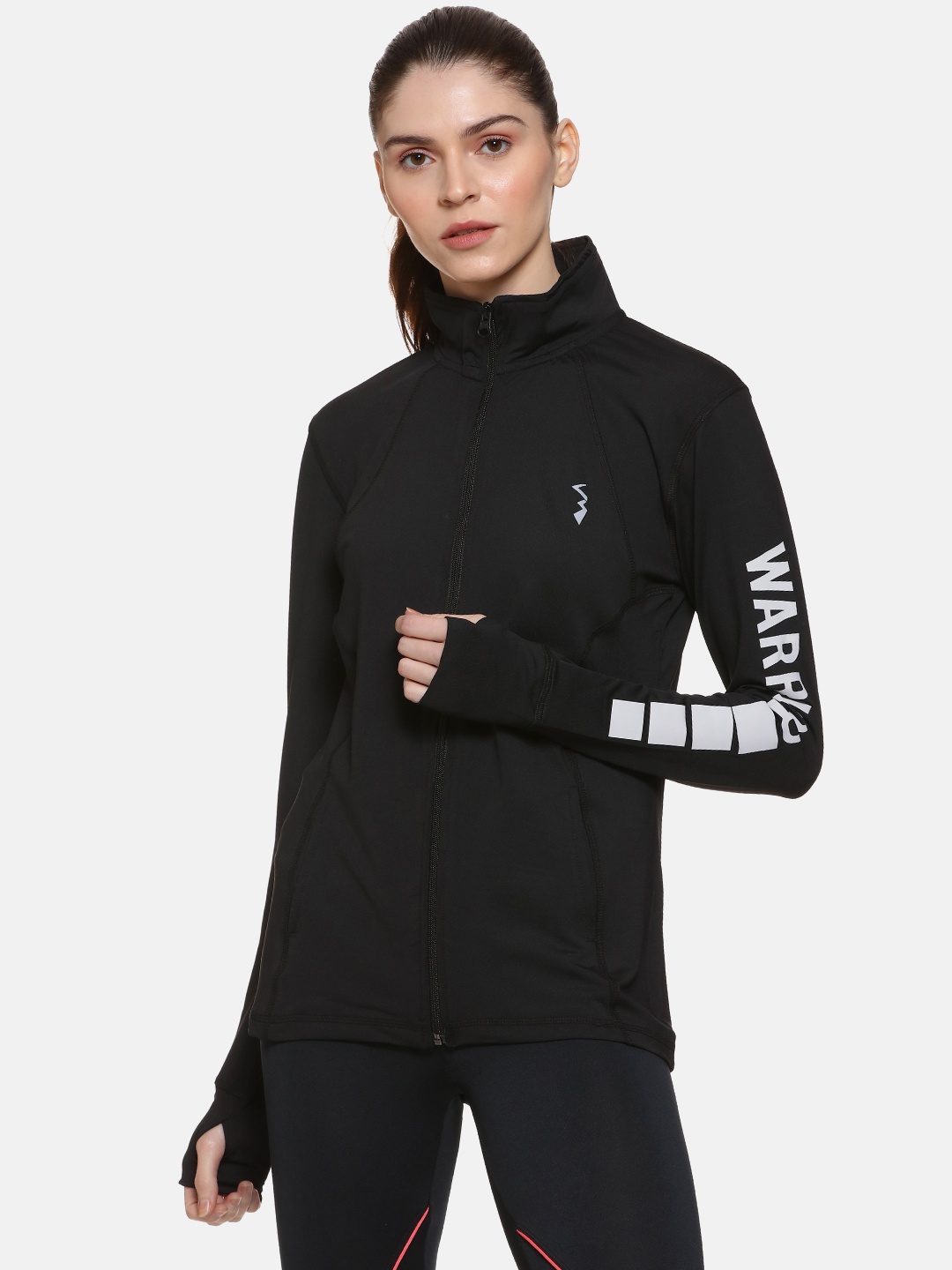 

Campus Sutra Women Black Solid Sporty Jacket