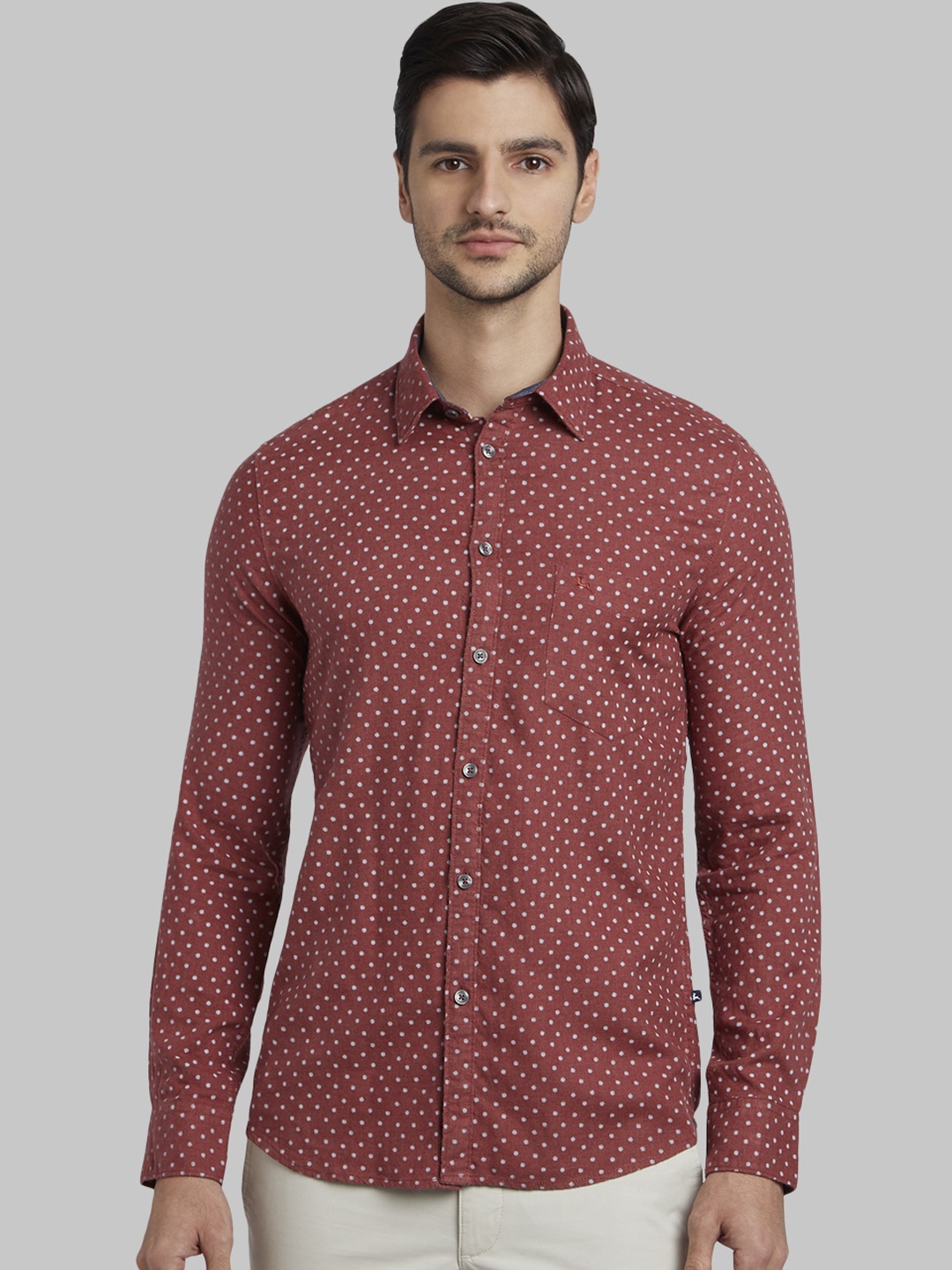

Parx Men Maroon & White Slim Fit Printed Casual Shirt