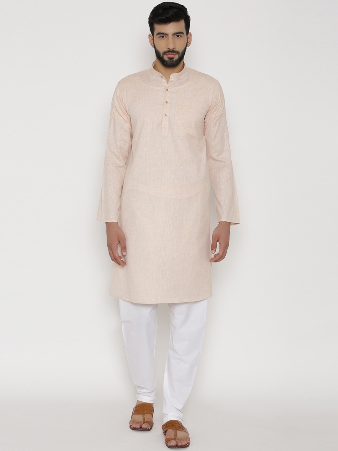 

Wintage Men Orange & White Solid Kurta with Pyjamas
