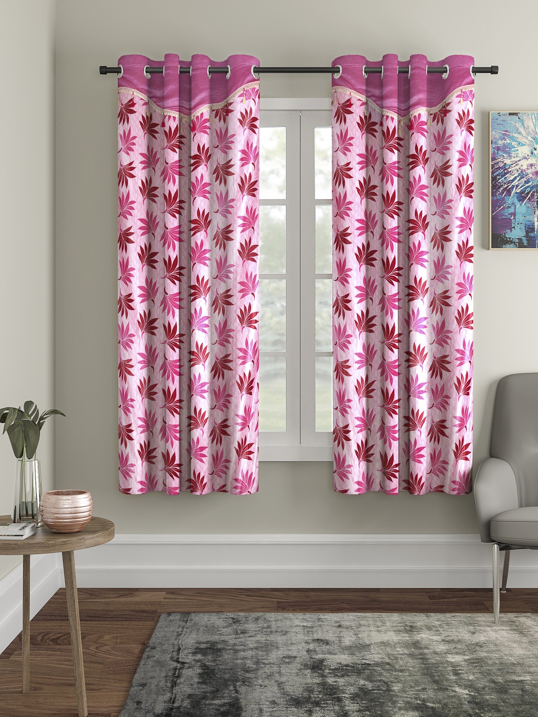 Cortina Pink Set of 2 Window Curtains