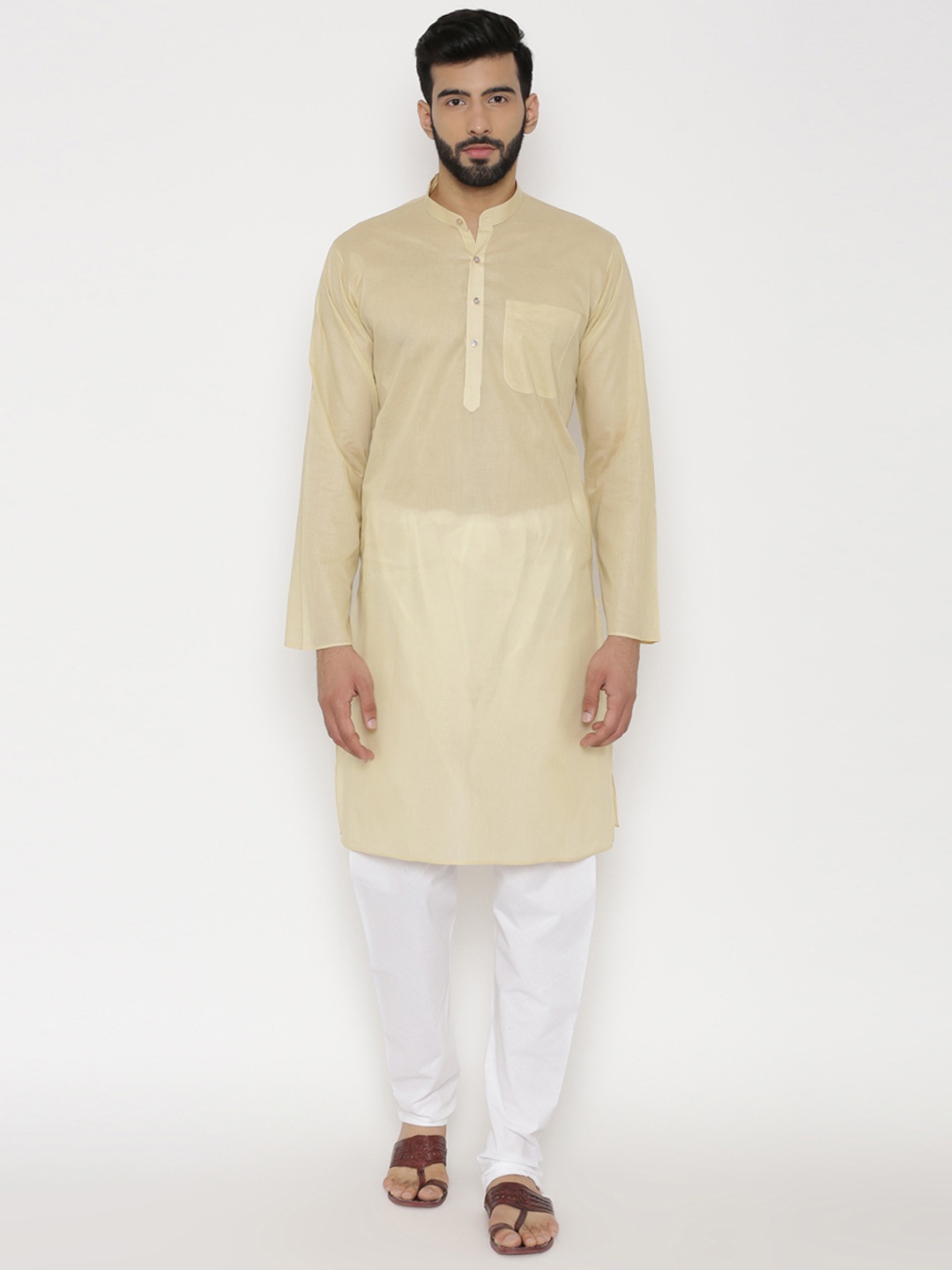 

Wintage Men Gold-Coloured Solid Kurta with Pyjamas