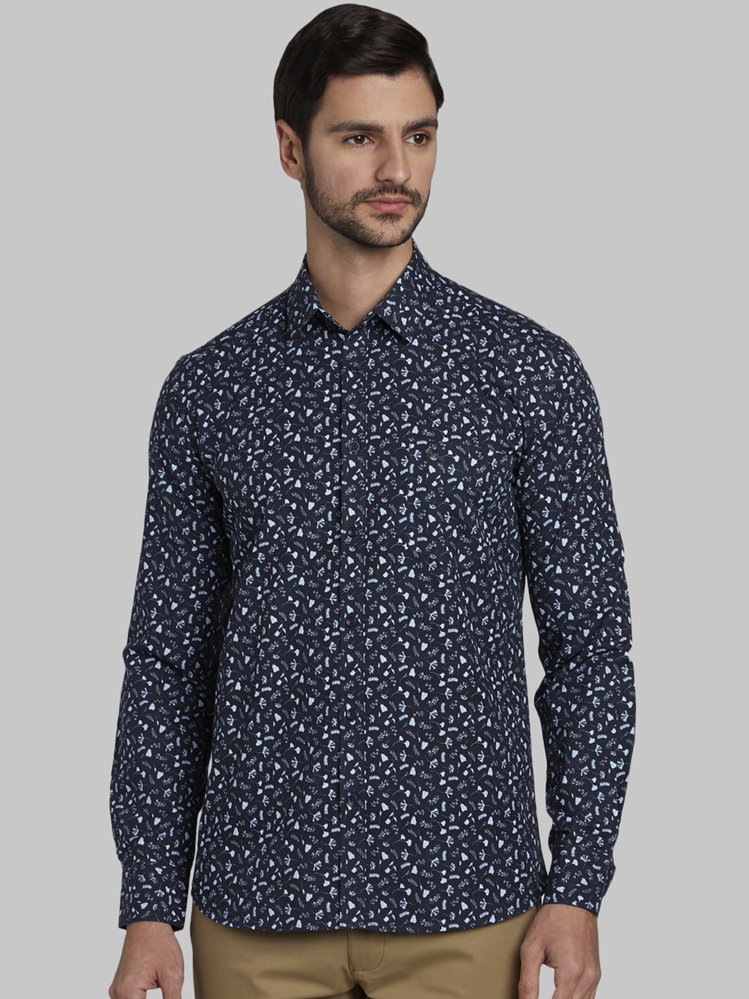 

Parx Men Blue Slim Fit Printed Casual Shirt