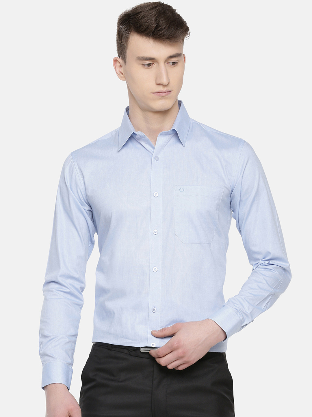 

Jansons Men Blue Regular Fit Solid Formal Shirt