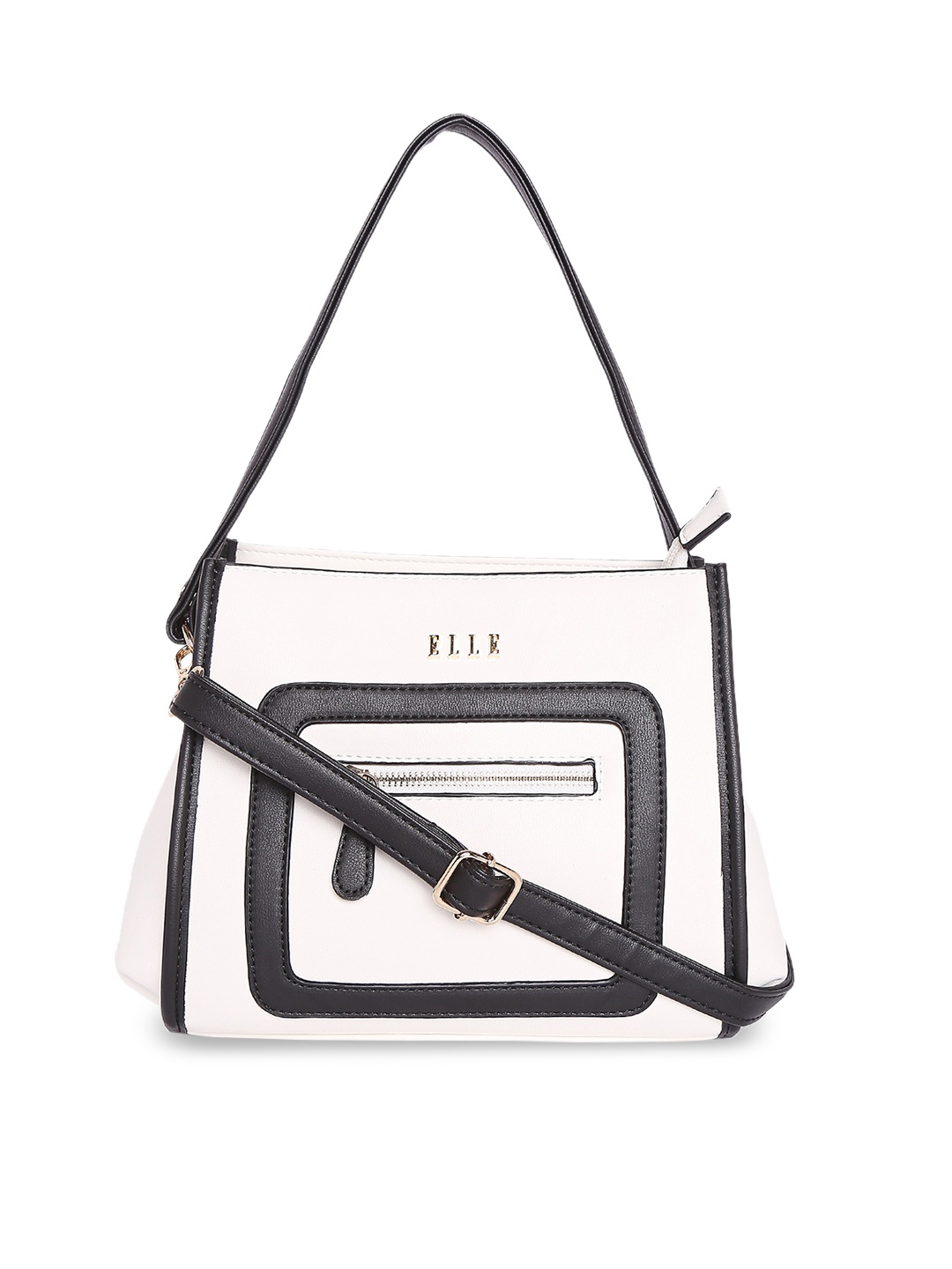 

ELLE White Colourblocked Handheld Bag