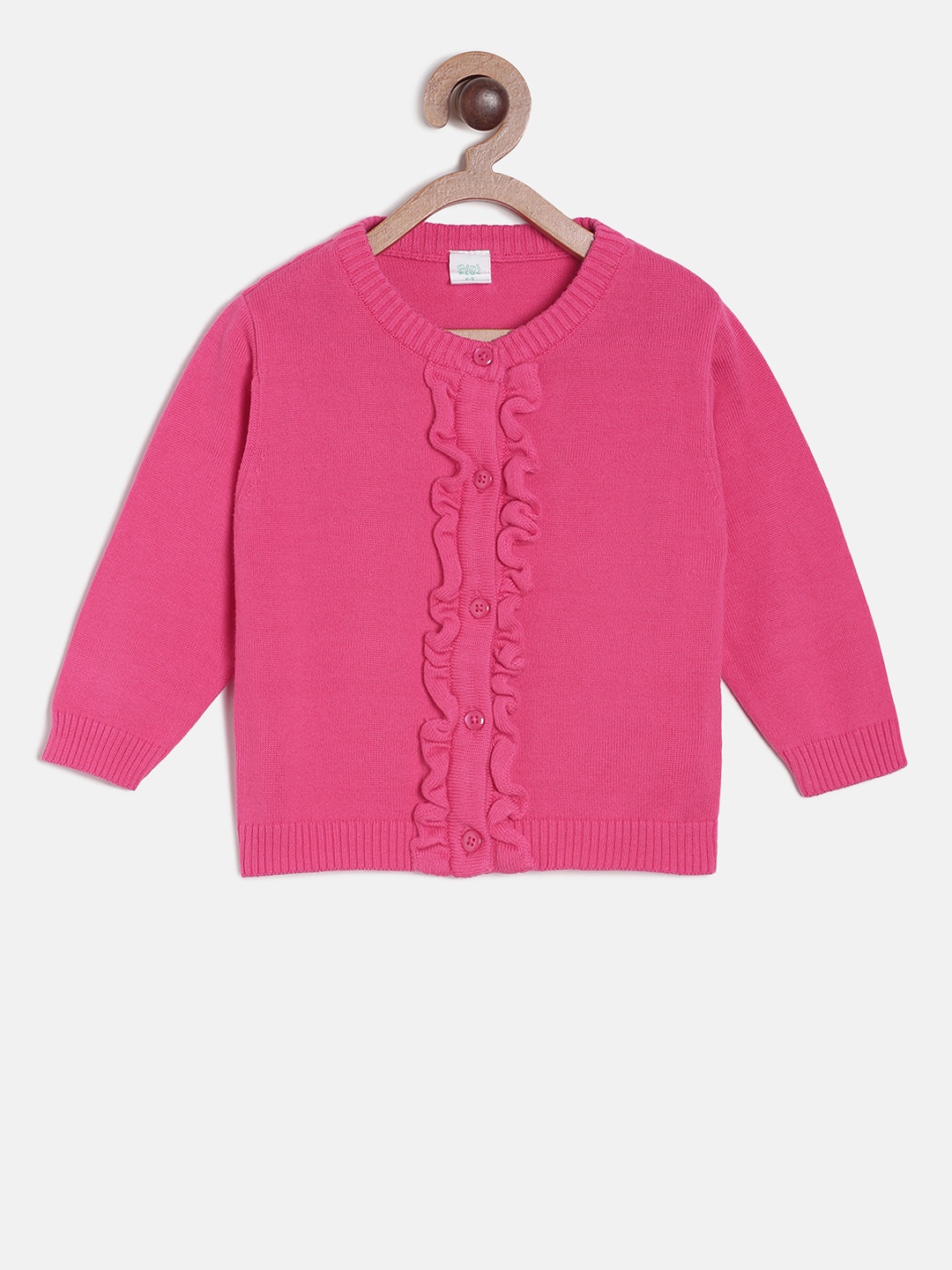 

MINI KLUB Girls Pink Solid Cardigan