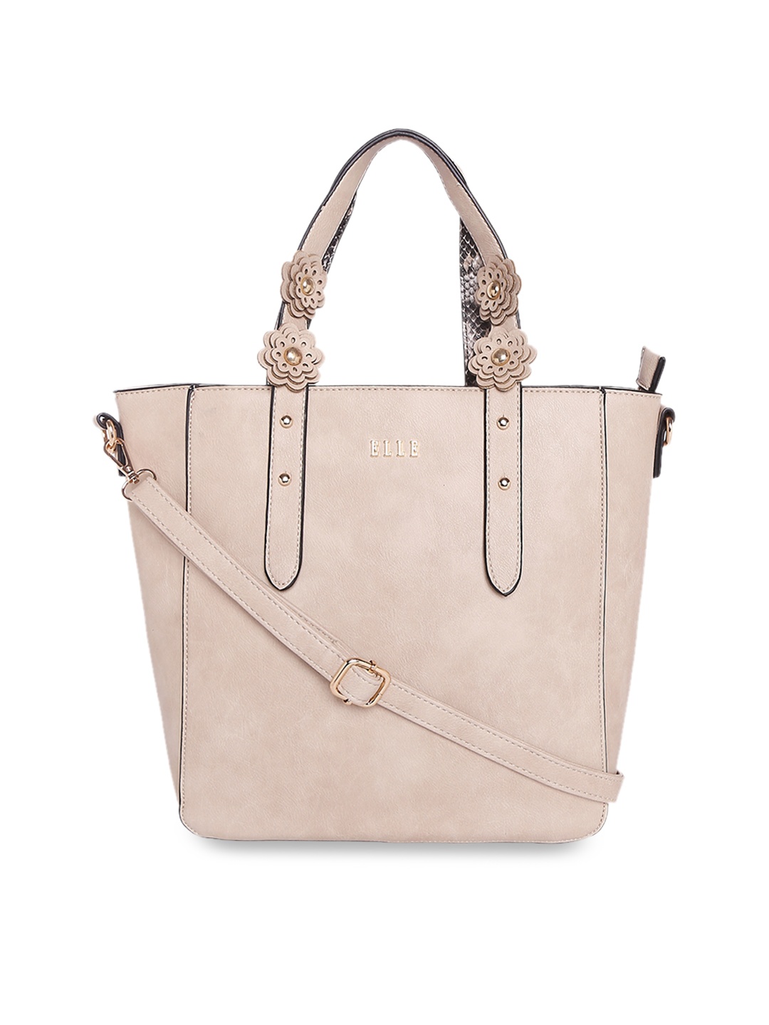 

ELLE Beige Solid Handheld Bag