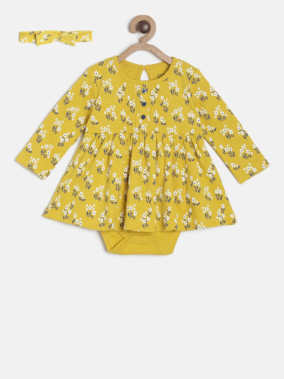 

MINI KLUB Kids-Girls Yellow Printed Bodysuit