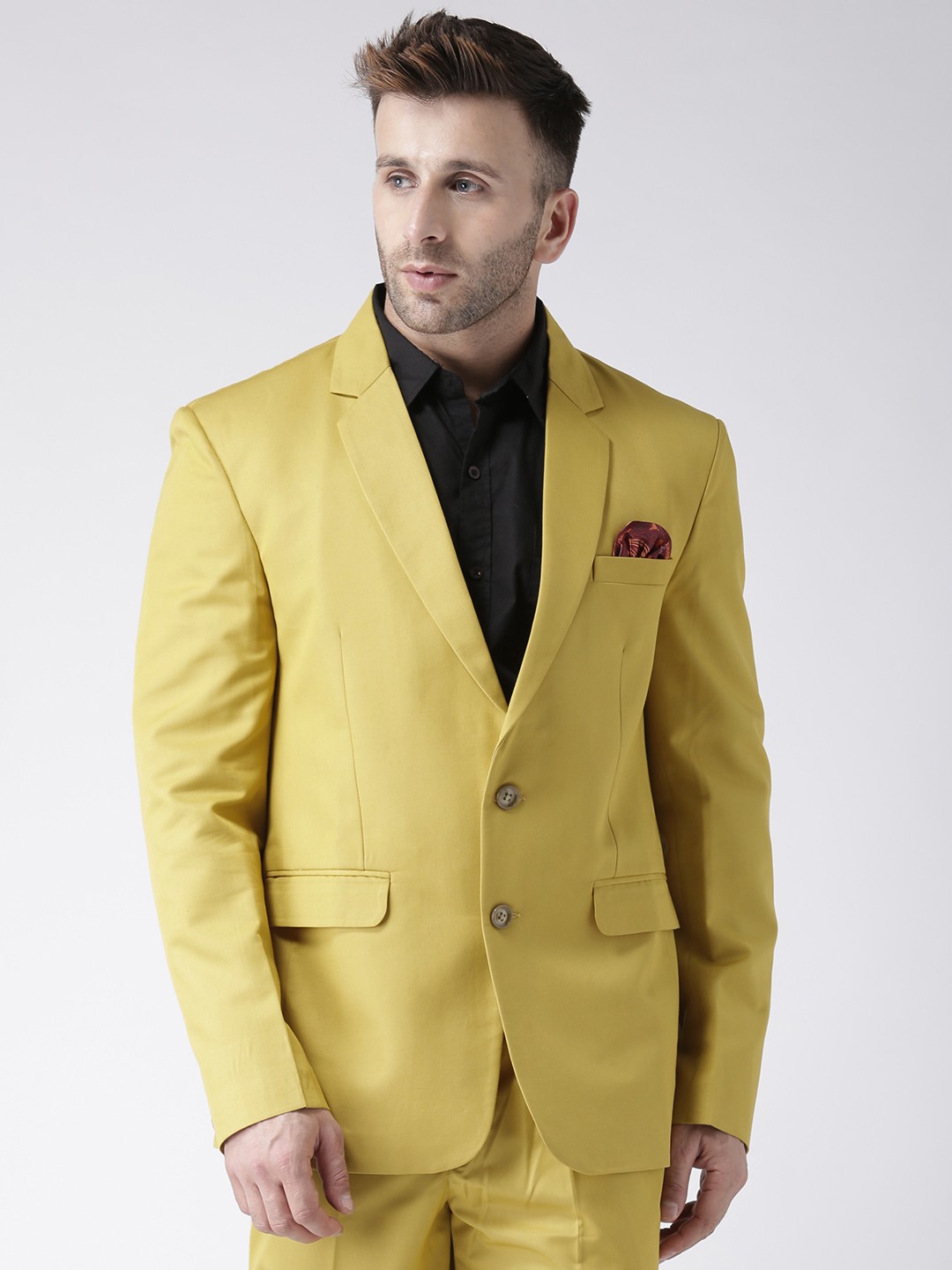

Hangup Men Yellow Solid Single Breasted Regular Fit Formal Blazer