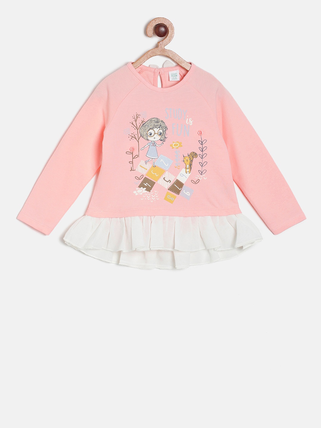 

MINI KLUB Girls Pink Printed Pure Cotton Top
