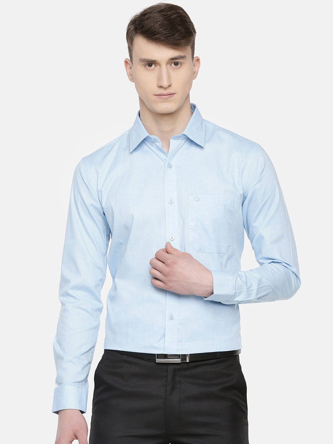 

Jansons Men Blue Regular Fit Solid Formal Shirt