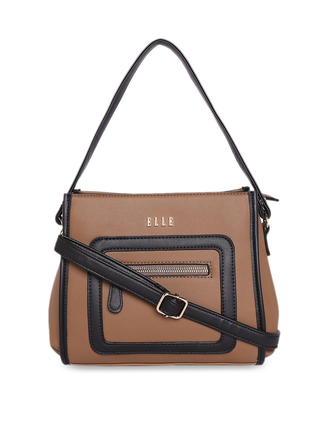 

ELLE Khaki Colourblocked Handheld Bag