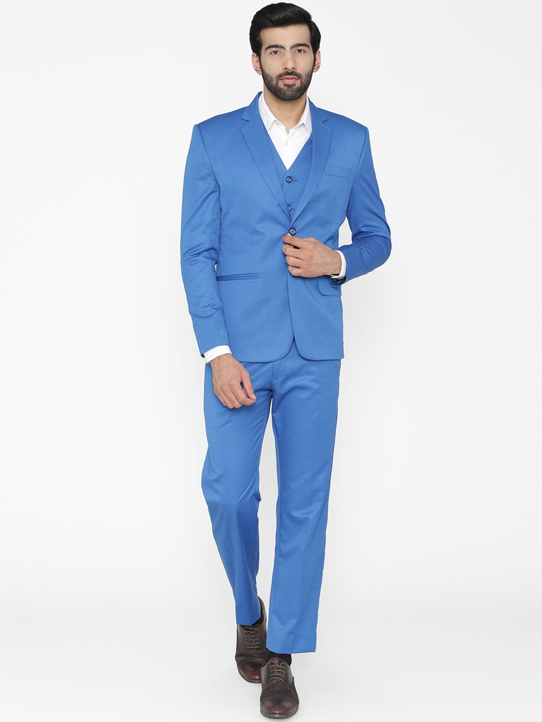 

Wintage Men Blue Solid Single-Breasted Regular Fit Party Suit