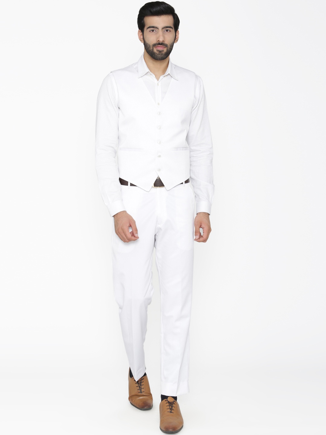 

Wintage Men White Solid Single-Breasted Regular Fit Party Suit
