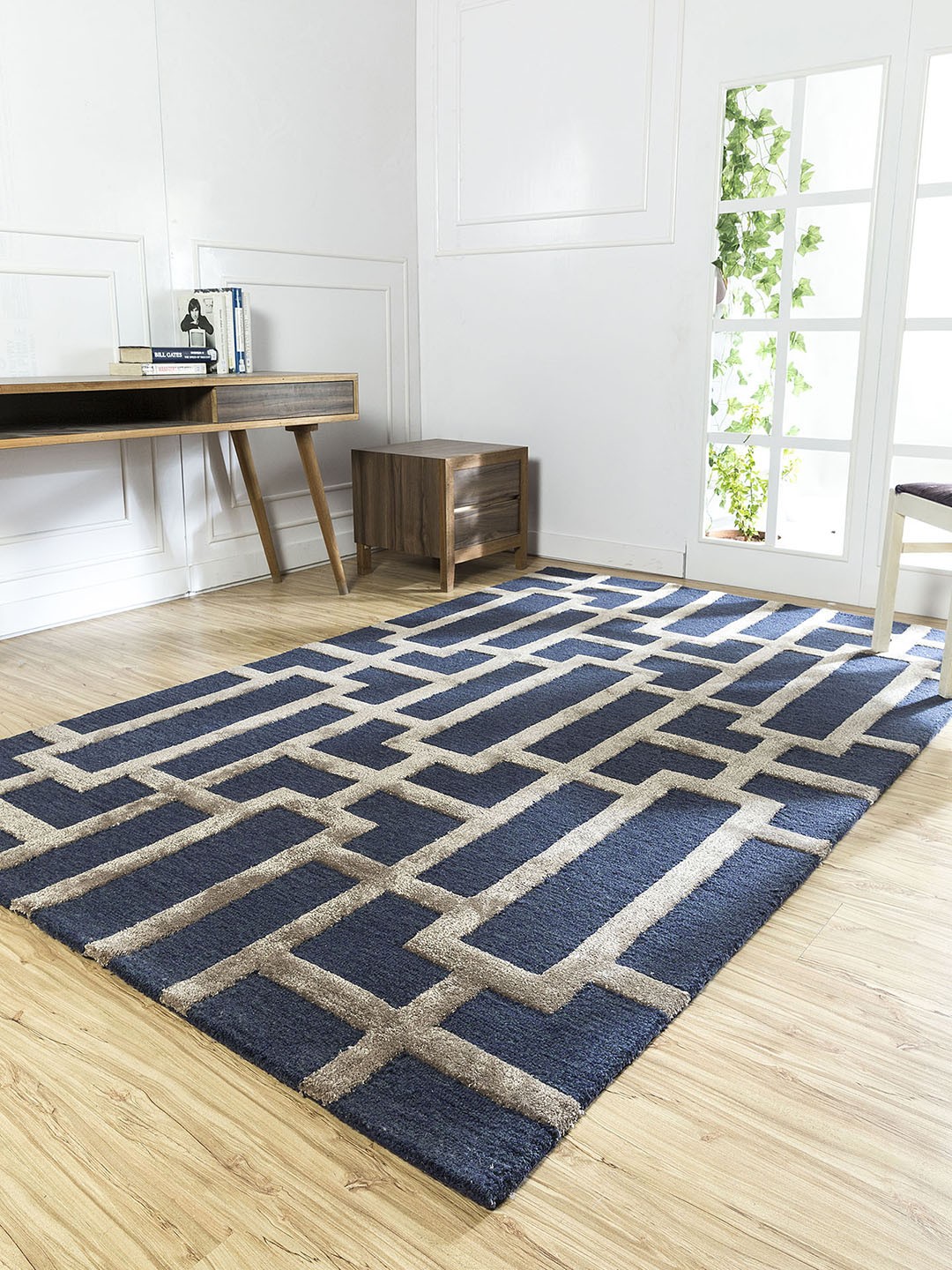 

Jaipur Rugs Blue & Grey Printed Hand Tufted Anti-Skid Carpet