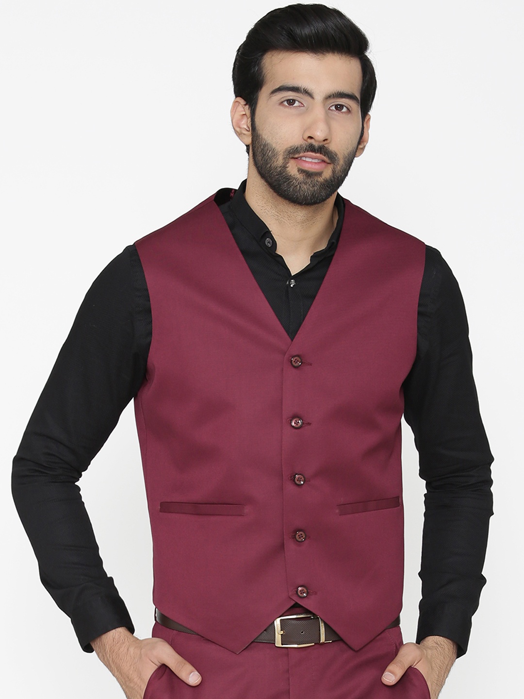 

Wintage Men Purple Solid Waistcoat