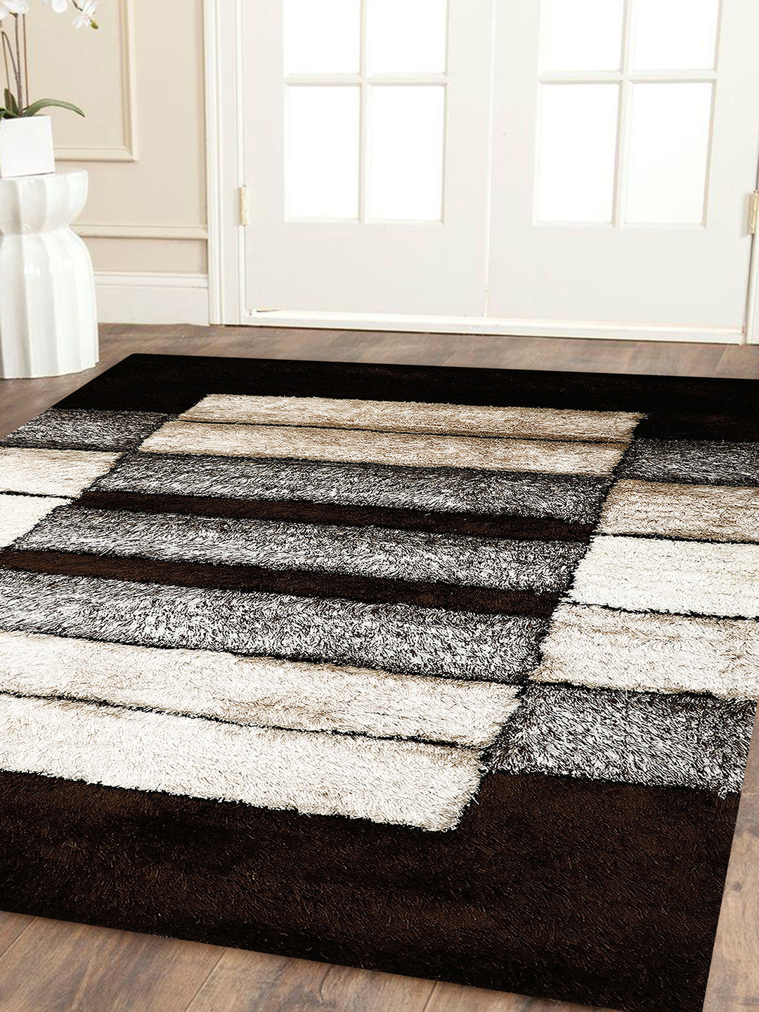 

PRESTO Brown & Beige Printed Anti-Skid Carpet