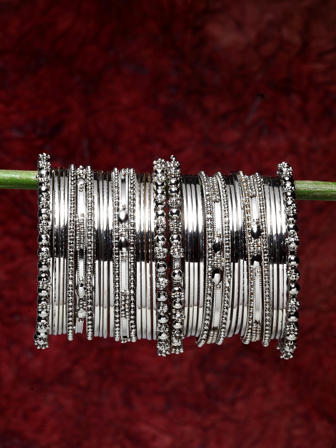 

Shining Diva Women Set of 40 Silver-Plated Bangles