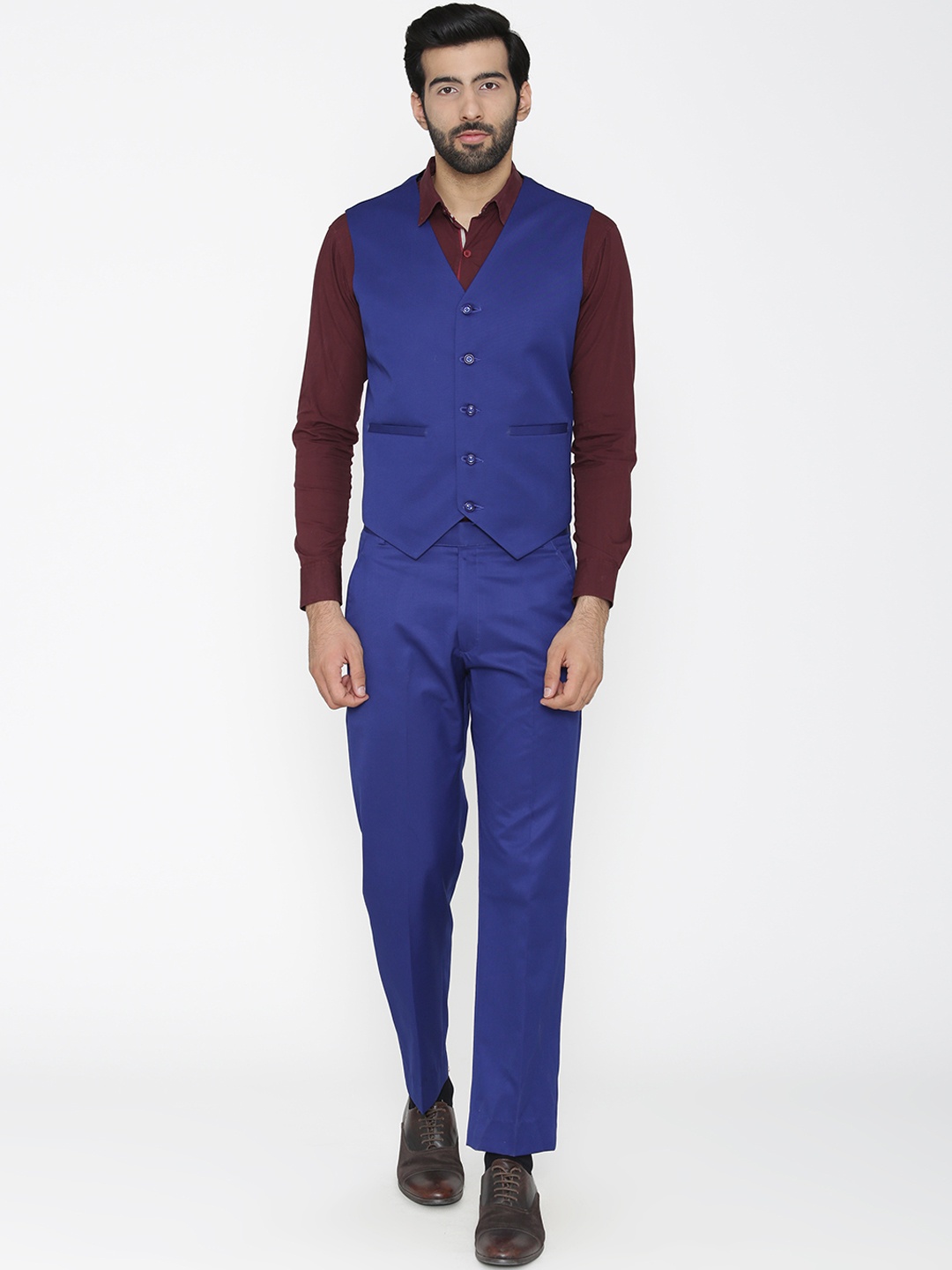 

Wintage Men Blue Solid Single-Breasted Regular Fit Party Suit