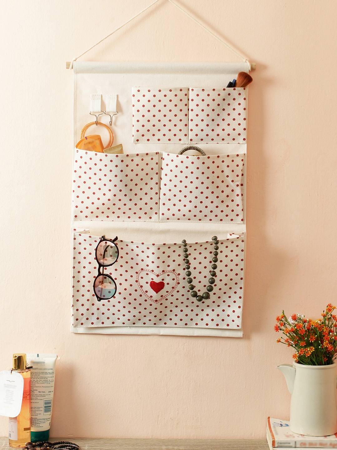 

Cortina Unisex Off White Printed Handbag Organiser