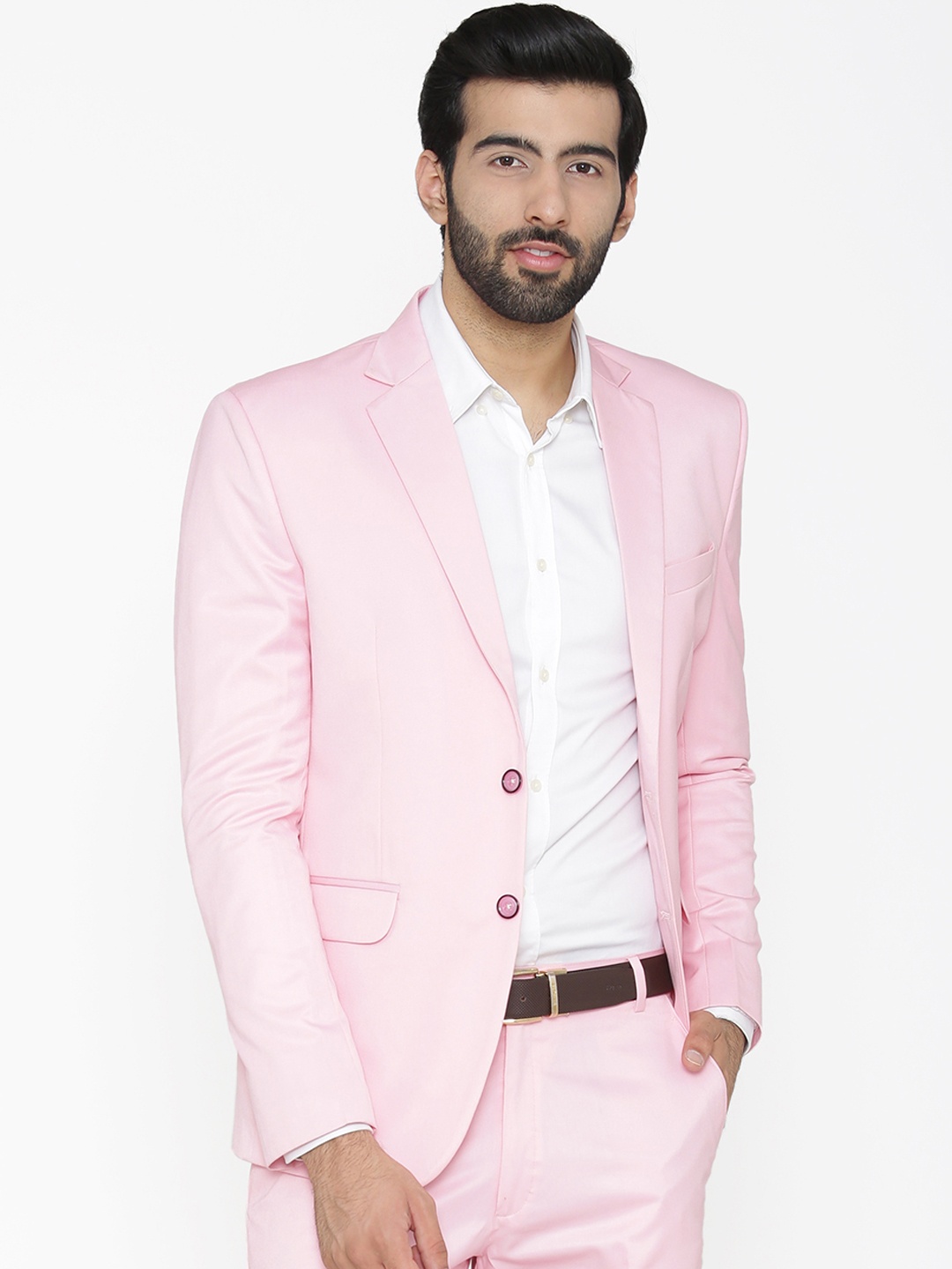 

Wintage Men Pink Solid Tailored Fit Single-Breasted Formal Blazer