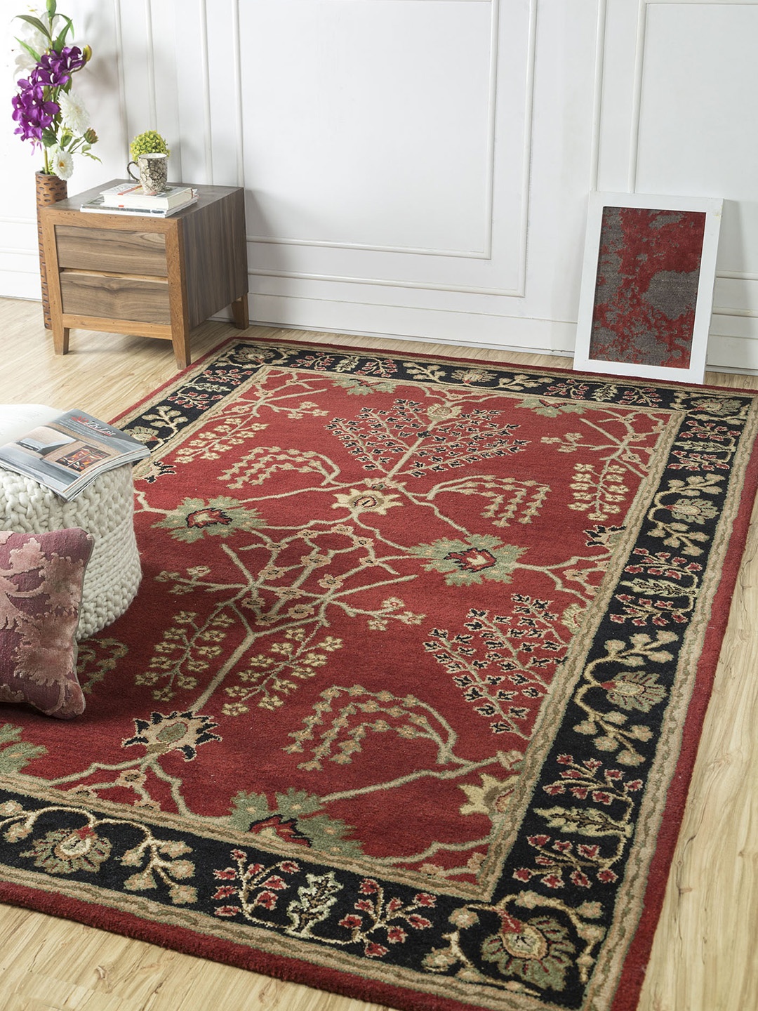 

Jaipur Rugs Red & Beige Printed Hand Tufted Anti-Skid Carpet, Multi