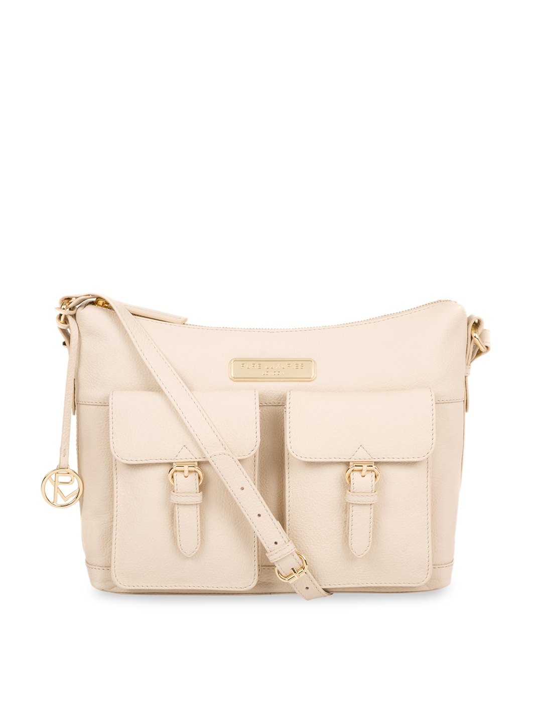 

PURE LUXURIES LONDON Women Cream Coloured Solid Genuine Leather Jenna Tote Bag