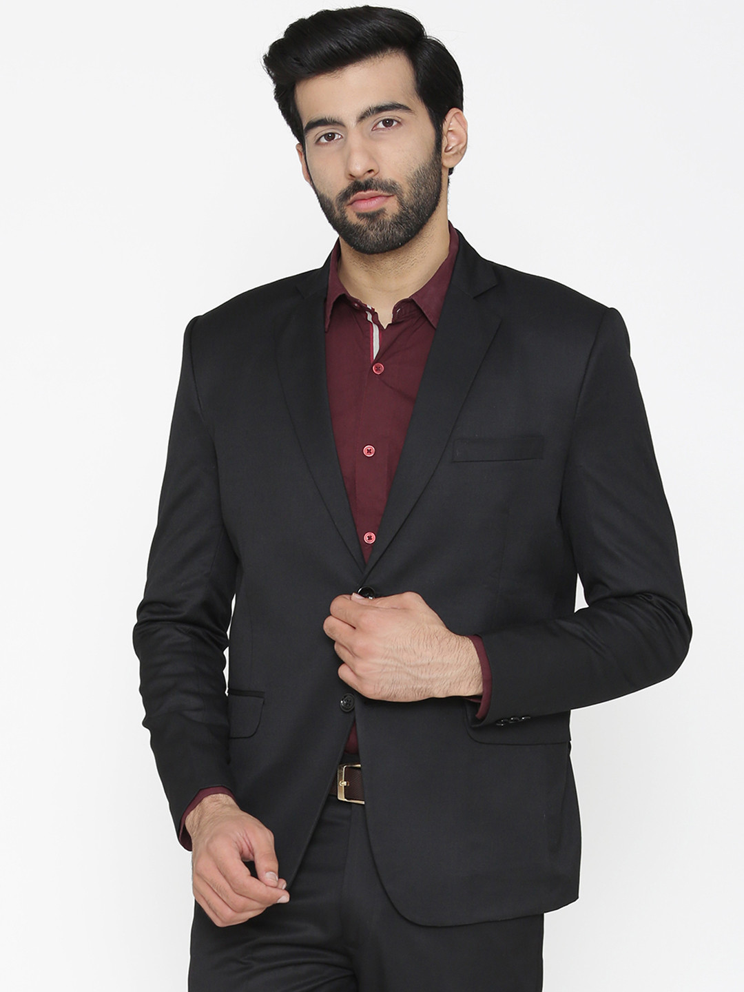 

Wintage Men Black Solid Tailored Fit Single-Breasted Formal Blazer